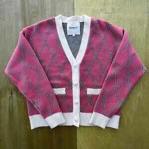 &MERCI CARDIGAN SWEATER WOMEN’S sz S Pink Knit Button Front Long Sleeve